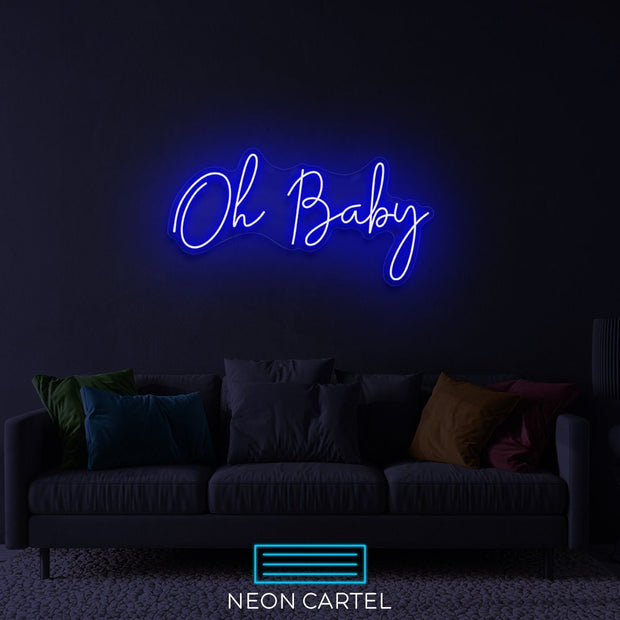 Oh Baby Sign Neon Light, Baby Sign Neon Light, Babe Neon LED Light, Handmade Baby Art Neon Light, Baby Illustration Room Decor Neon Light