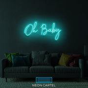 Oh Baby Sign Neon Light, Baby Sign Neon Light, Babe Neon LED Light, Handmade Baby Art Neon Light, Baby Illustration Room Decor Neon Light