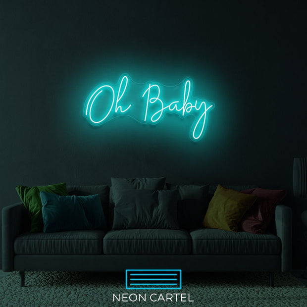 Oh Baby Sign Neon Light, Baby Sign Neon Light, Babe Neon LED Light, Handmade Baby Art Neon Light, Baby Illustration Room Decor Neon Light