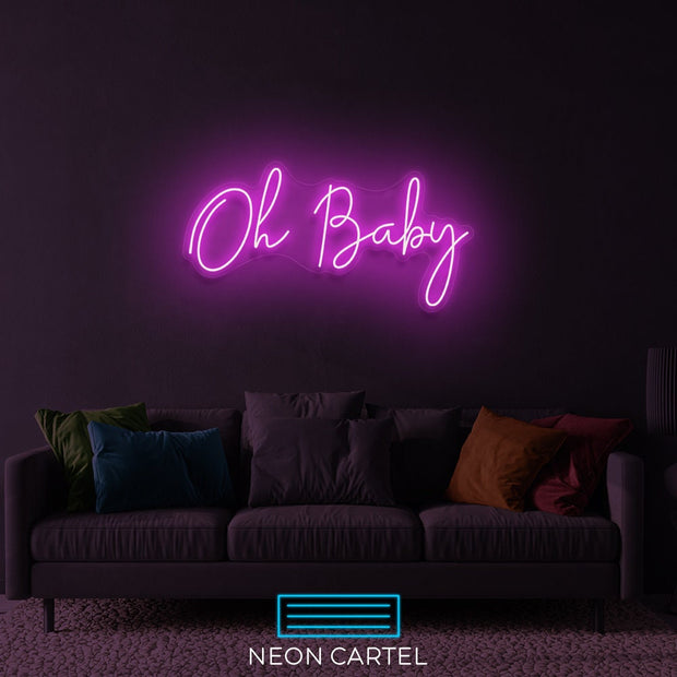 Oh Baby Sign Neon Light, Baby Sign Neon Light, Babe Neon LED Light, Handmade Baby Art Neon Light, Baby Illustration Room Decor Neon Light