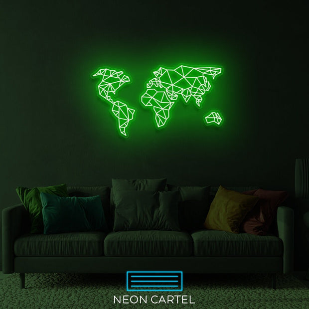 The World Sign Neon Light, World Map Neon Sign Light, Led Neon Sign Light, College/University Neon Light, Office Home Wall Neon Décor