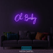 Oh Baby Sign Neon Light, Baby Sign Neon Light, Babe Neon LED Light, Handmade Baby Art Neon Light, Baby Illustration Room Decor Neon Light