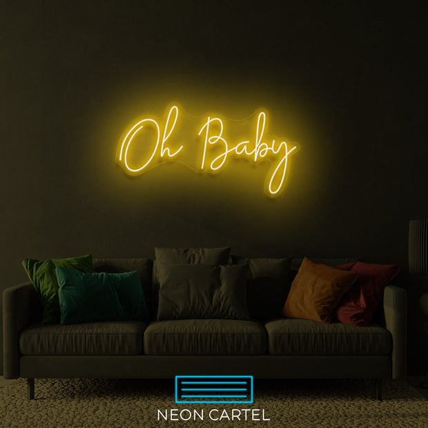 Oh Baby Sign Neon Light, Baby Sign Neon Light, Babe Neon LED Light, Handmade Baby Art Neon Light, Baby Illustration Room Decor Neon Light