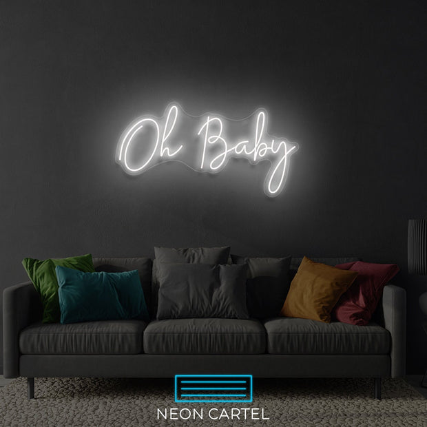 Oh Baby Sign Neon Light, Baby Sign Neon Light, Babe Neon LED Light, Handmade Baby Art Neon Light, Baby Illustration Room Decor Neon Light